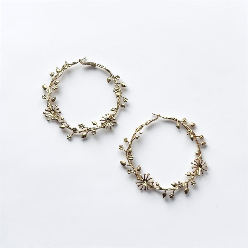 Vintage Floral Hoop Statement Earrings